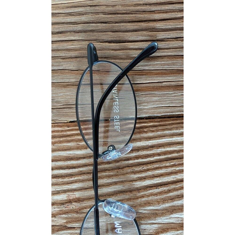 Matsushida Japanese Black Stainless Steel Full Rim Oval Eyeglasses Frame Only - Picture 4 of 16